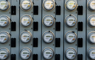 a panel of multiple electric meters