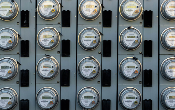 a panel of multiple electric meters