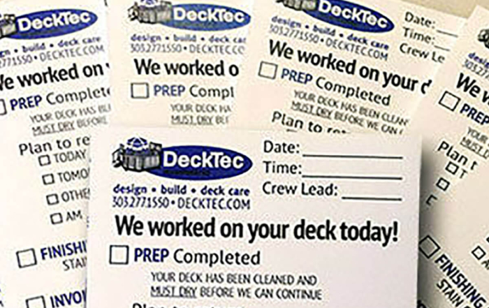 DeckTec sticky notes about the work completed