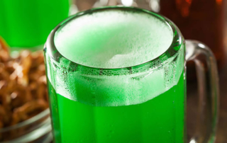 a draught beer dyed green