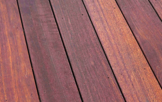 close-up of neatly stained deck boards