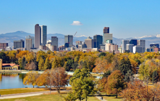 a beautiful view of the Denver sky line