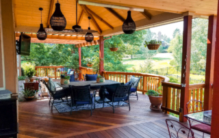 an out back oasis, with a roof covered deck