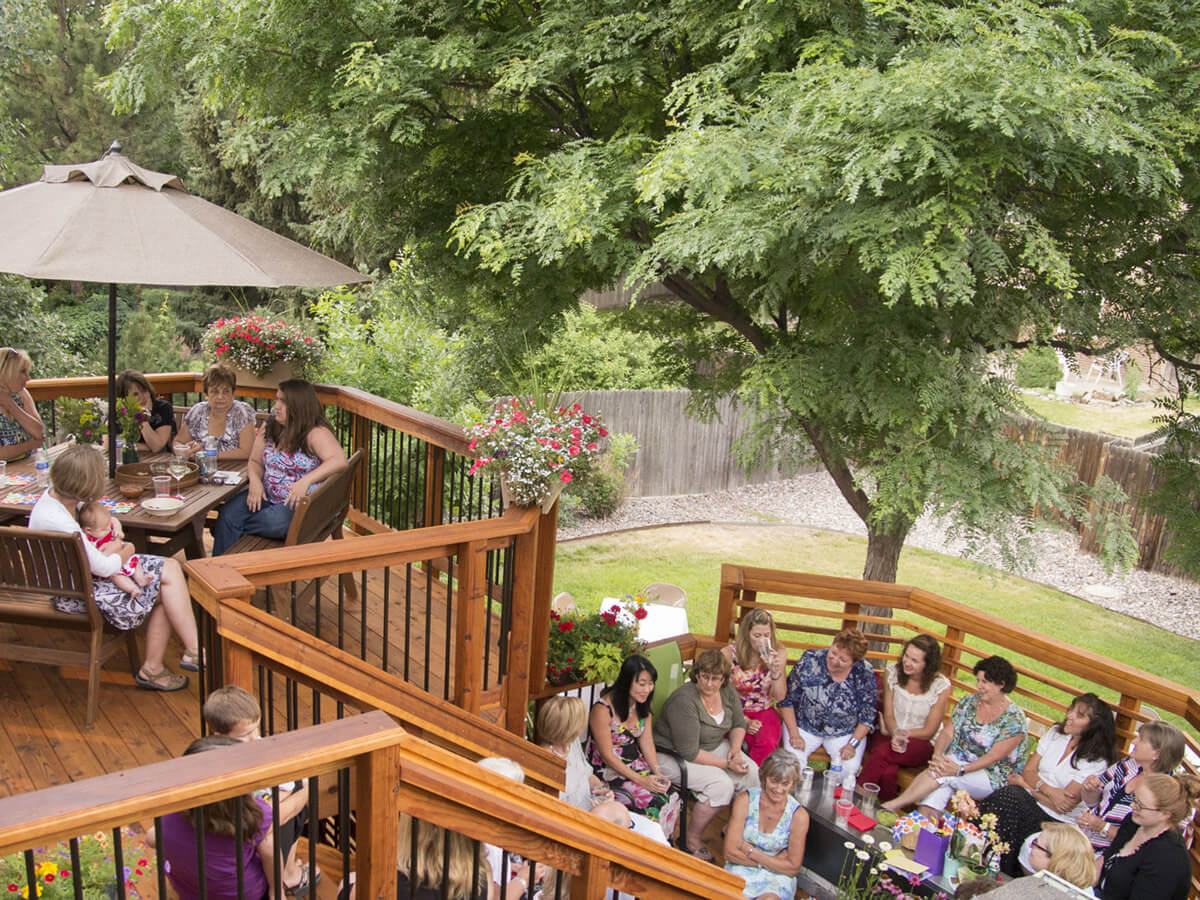 a party on a custom wood deck