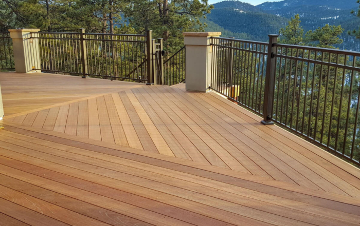 beautiful hardwood deck with a wonderful view