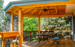 wood deck with a custom wood roof cover