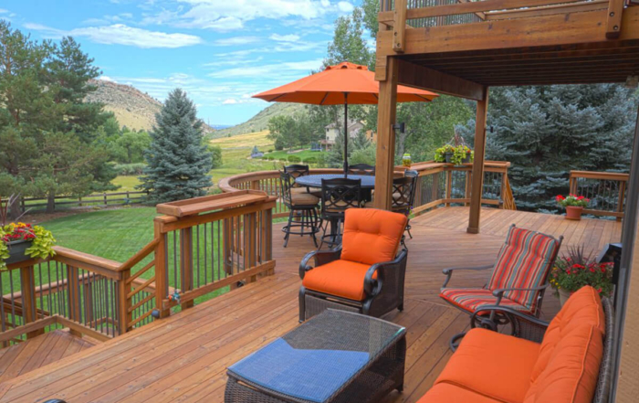 multi-level wood deck with beautiful views