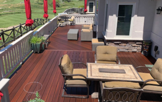 beautifully stained wood deck