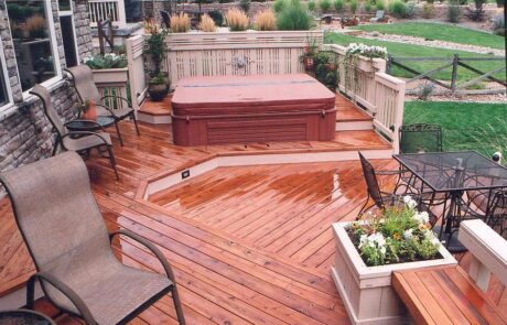 Beautiful spa deck in the rain