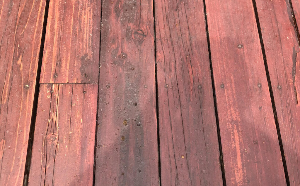 deck boards with hail damage