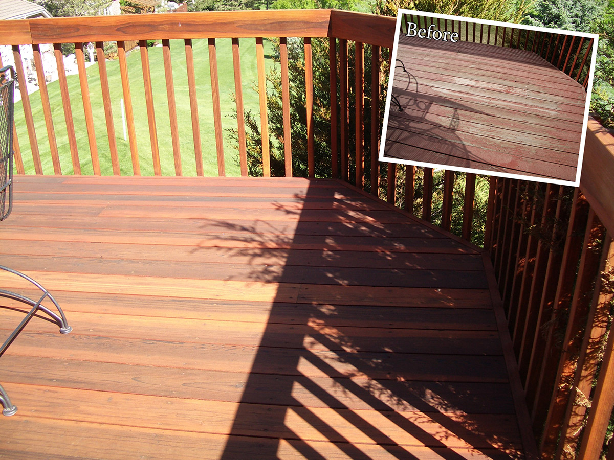 before and after deck refinishing