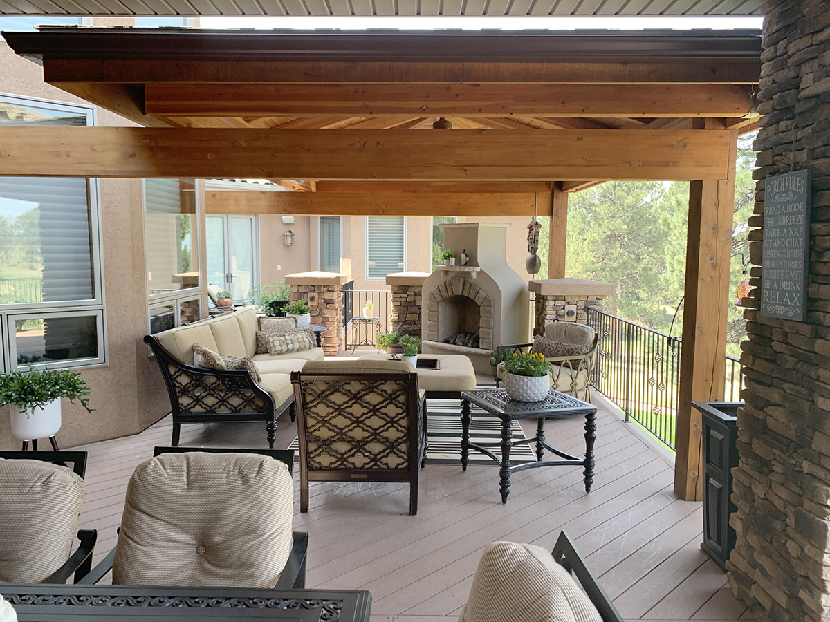 an extravagant roof covered raised deck