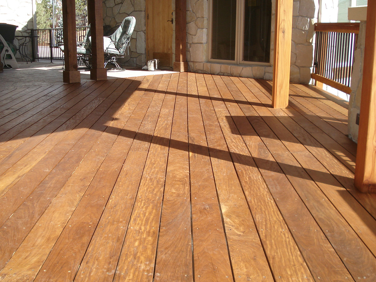 hardwood decking showing slight signs of weathering