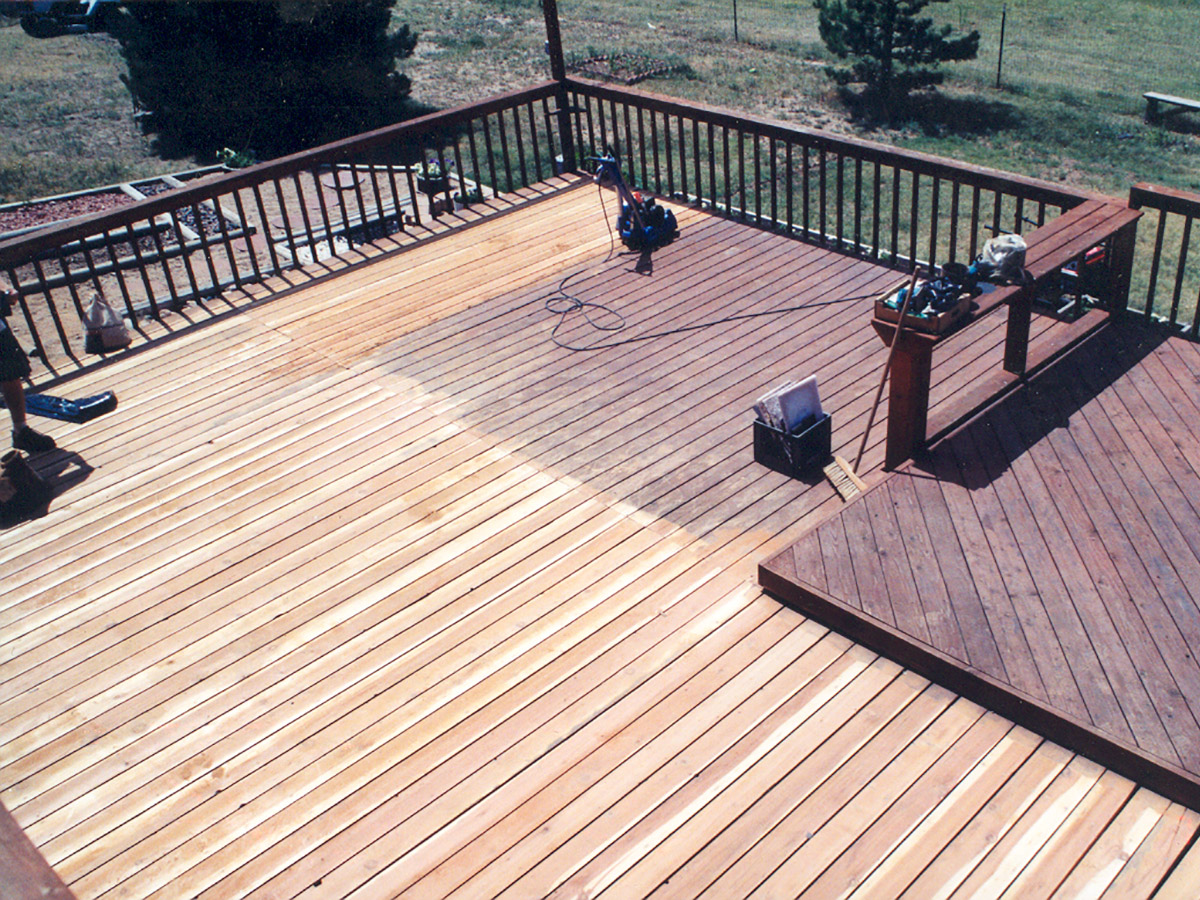 picture of a wood deck getting sanded